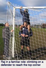 putting up the nets